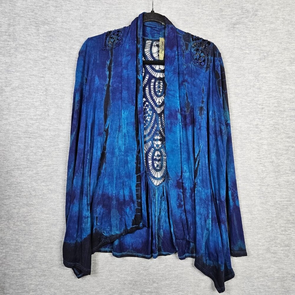 Pure Intent Women's Open Front Tie-Dye Cardigan Top Size S/M